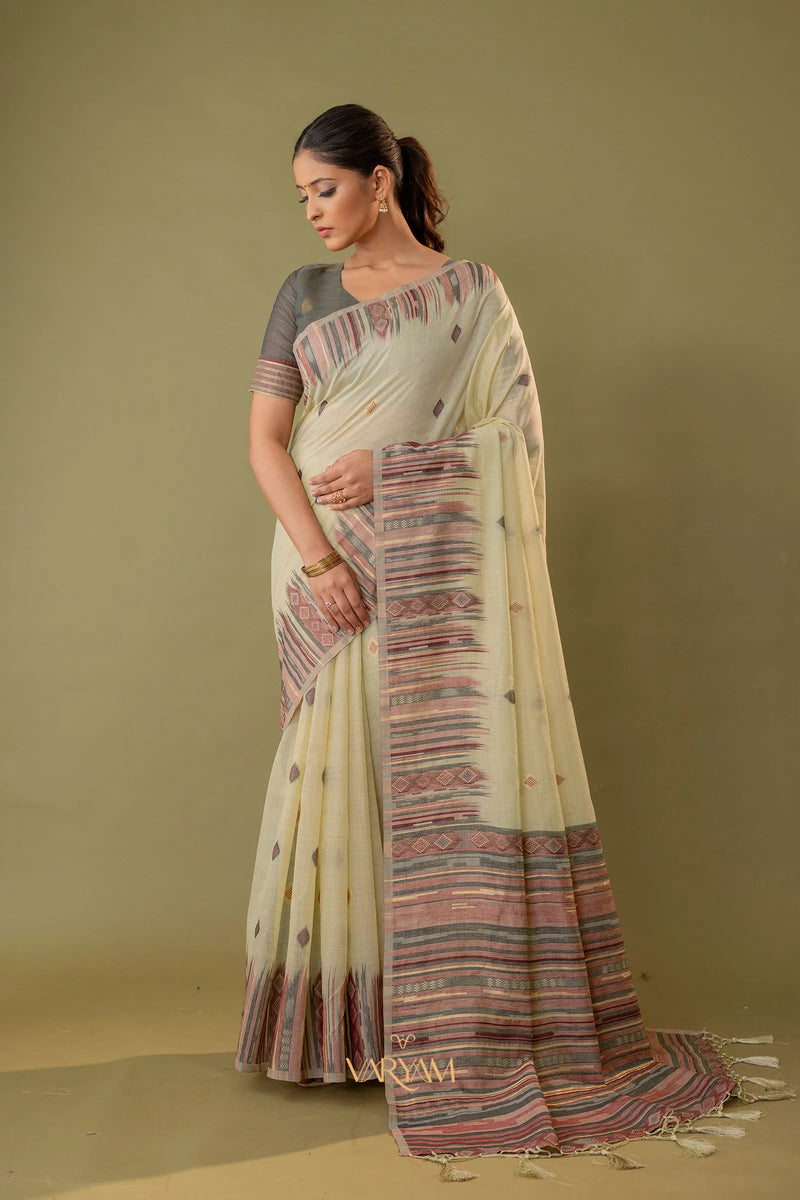 Saumya Cotton Pastel Lime Saree