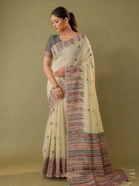 Saumya Cotton Pastel Lime Saree