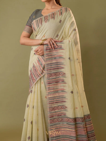 Saumya Cotton Pastel Lime Saree