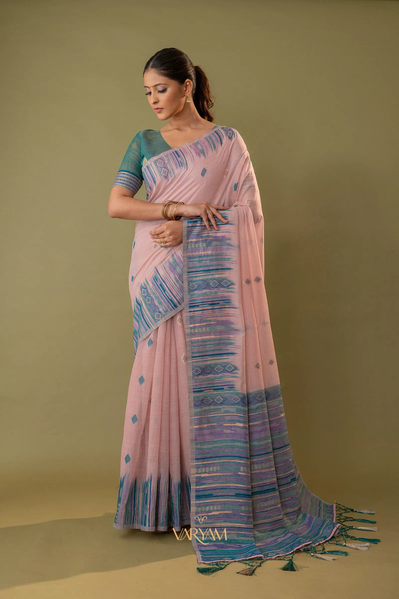 Saumya Cotton Soft Pink Saree