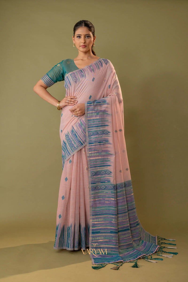 Saumya Cotton Soft Pink Saree