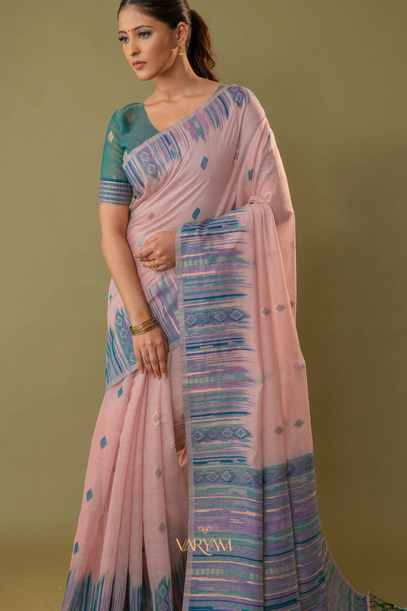 Saumya Cotton Soft Pink Saree