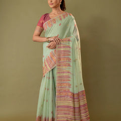 Saumya Cotton Sage Green Saree