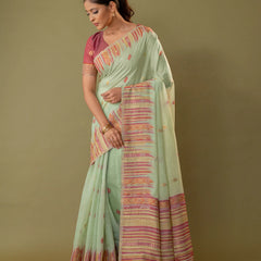 Saumya Cotton Sage Green Saree