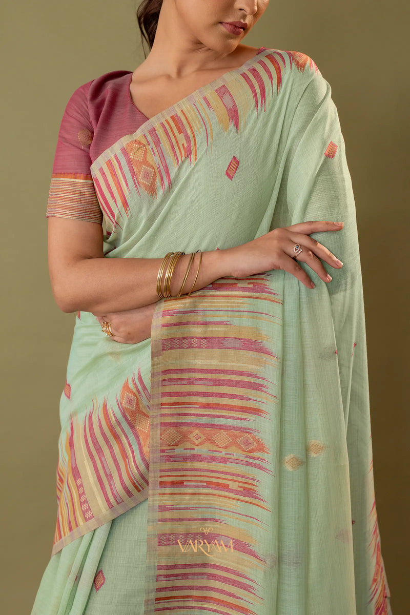 Saumya Cotton Sage Green Saree