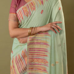 Saumya Cotton Sage Green Saree