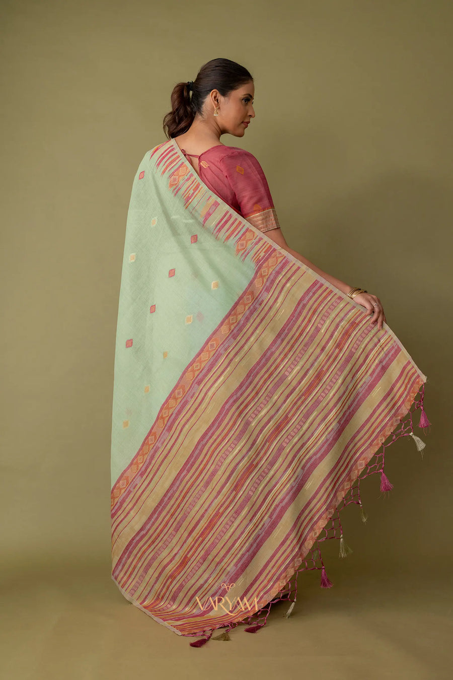 Saumya Cotton Sage Green Saree
