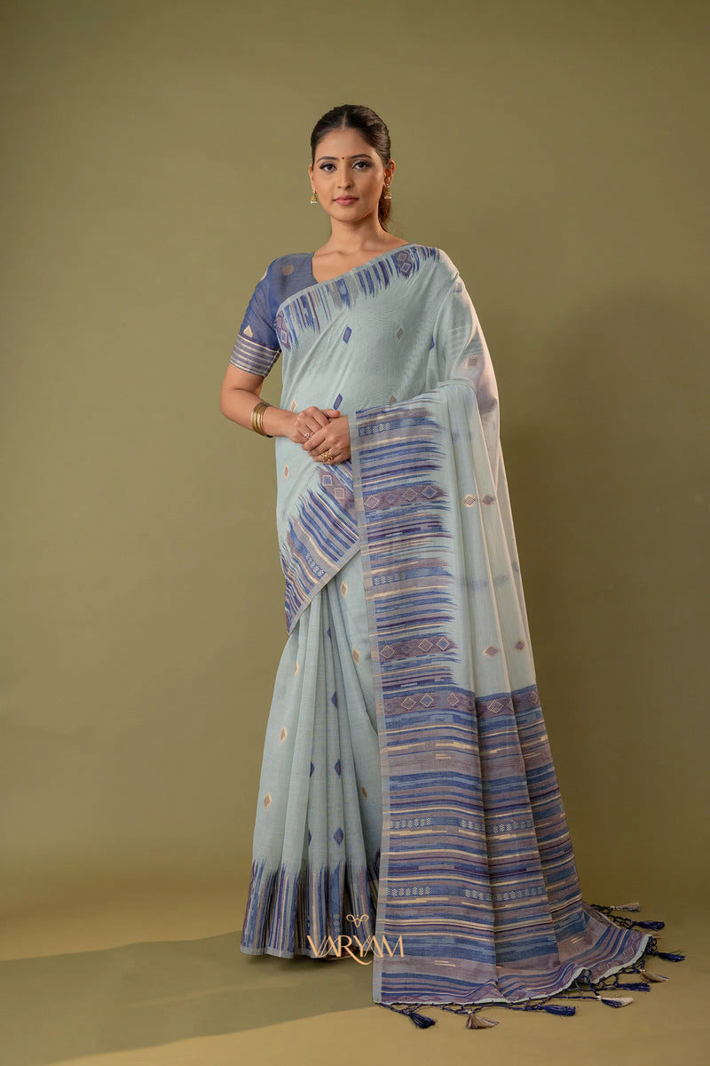 Saumya Cotton Powder Blue Saree