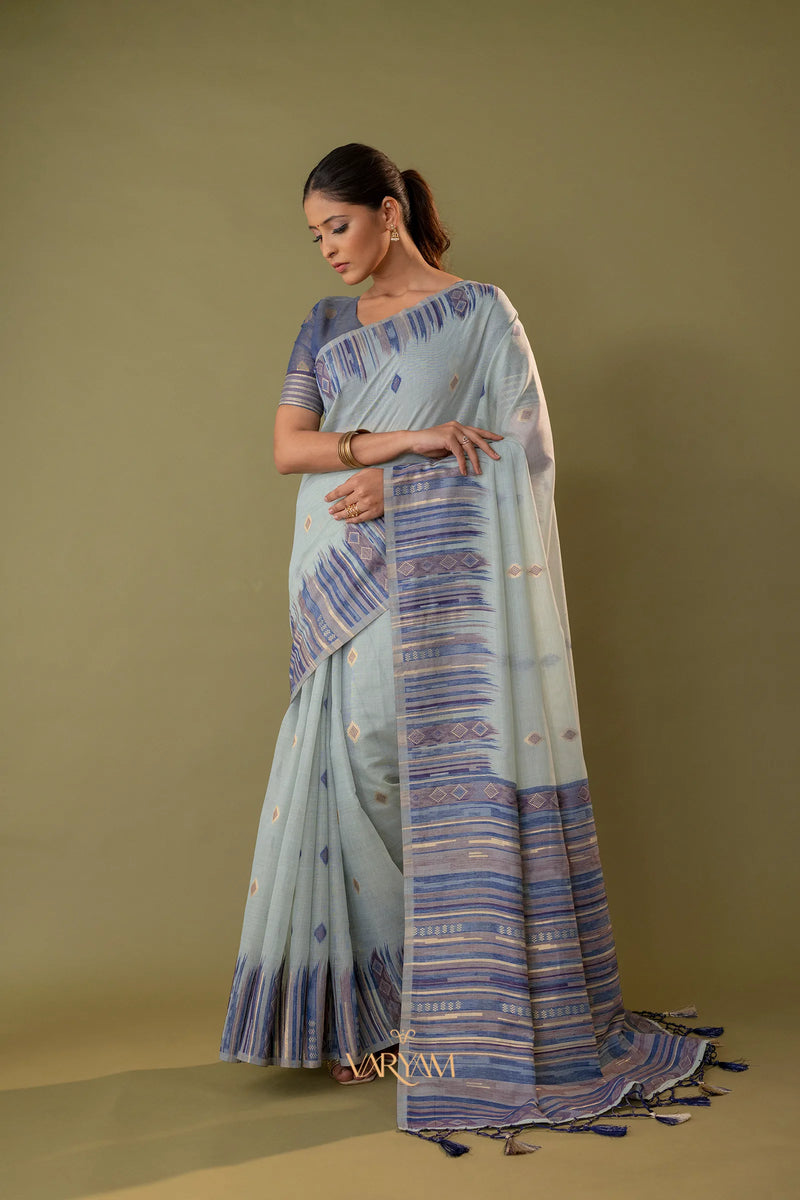 Saumya Cotton Powder Blue Saree