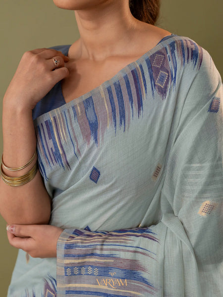 Saumya Cotton Powder Blue Saree