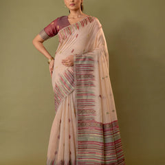 Saumya Cotton Peach Blush Saree