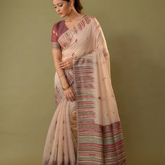 Saumya Cotton Peach Blush Saree