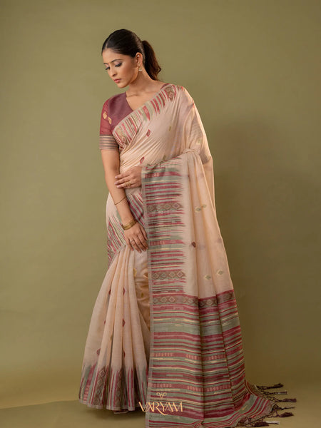Saumya Cotton Peach Blush Saree