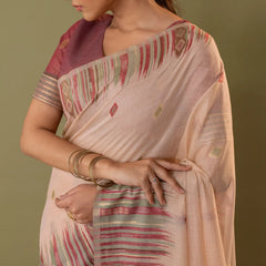 Saumya Cotton Peach Blush Saree