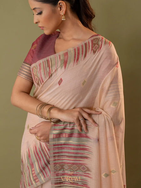 Saumya Cotton Peach Blush Saree