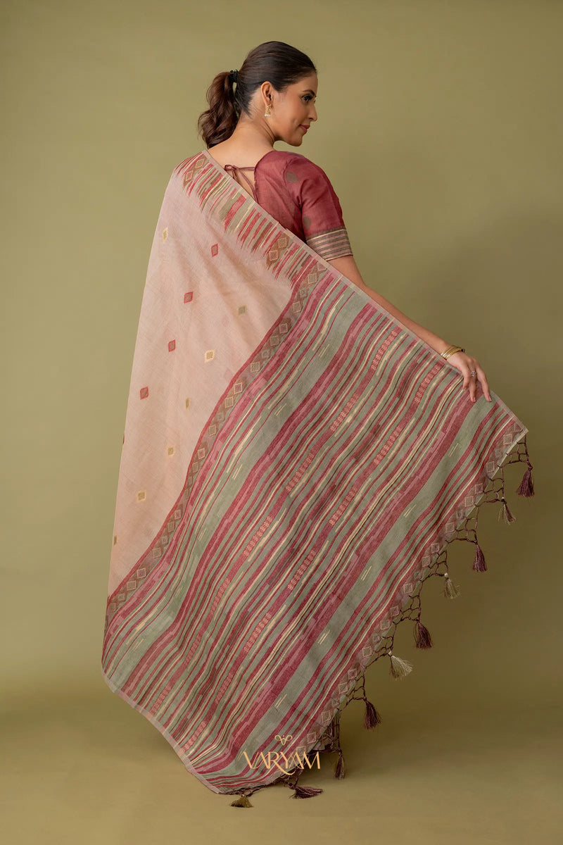 Saumya Cotton Peach Blush Saree