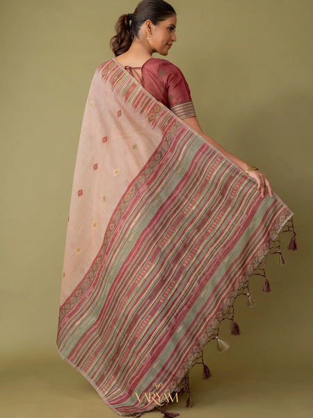 Saumya Cotton Peach Blush Saree