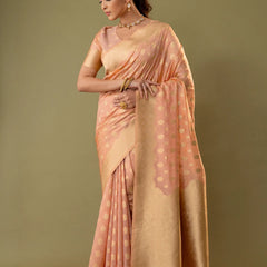Fendi Rose Peach Silk Saree