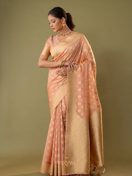 Fendi Rose Peach Silk Saree