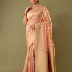 Fendi Rose Peach Silk Saree