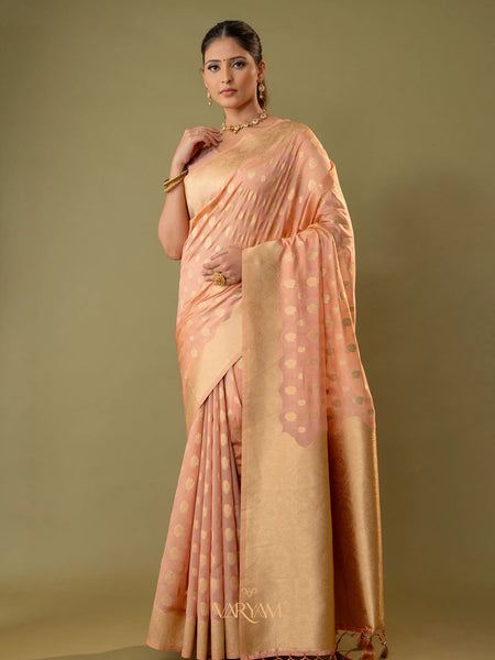 Fendi Rose Peach Silk Saree