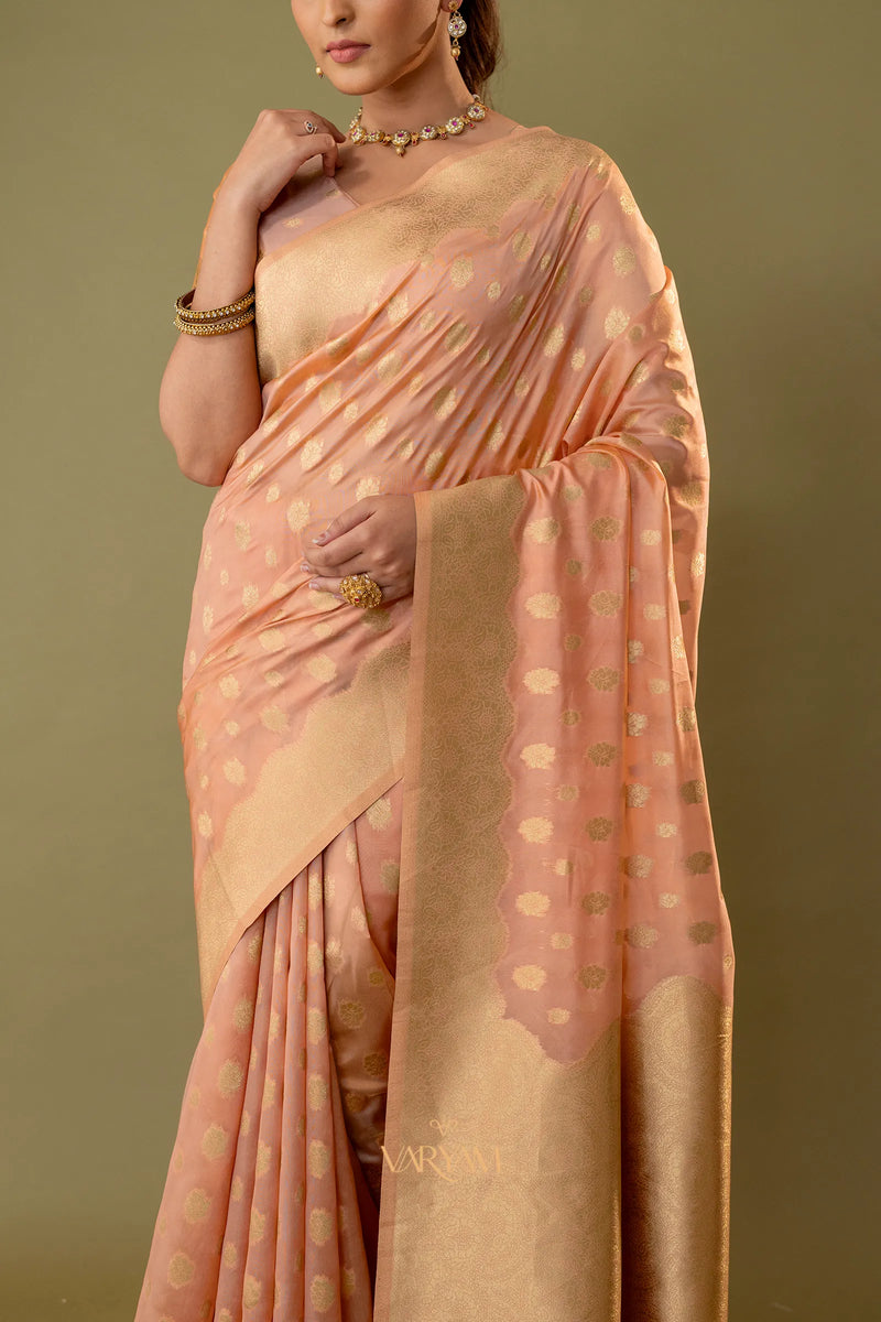 Fendi Rose Peach Silk Saree