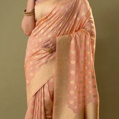 Fendi Rose Peach Silk Saree
