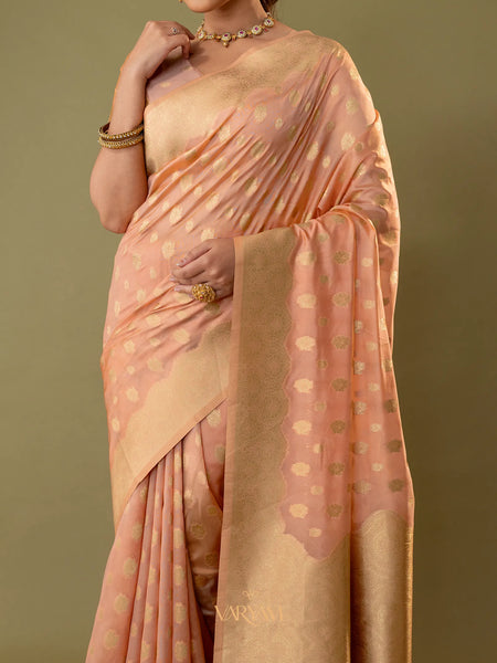 Fendi Rose Peach Silk Saree