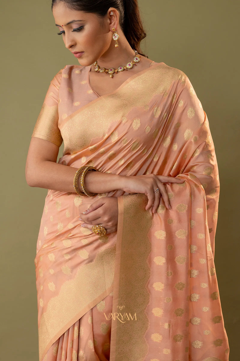 Fendi Rose Peach Silk Saree