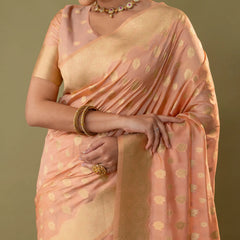 Fendi Rose Peach Silk Saree