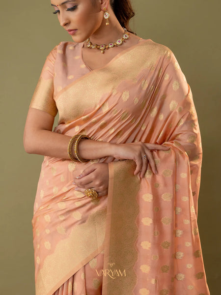 Fendi Rose Peach Silk Saree