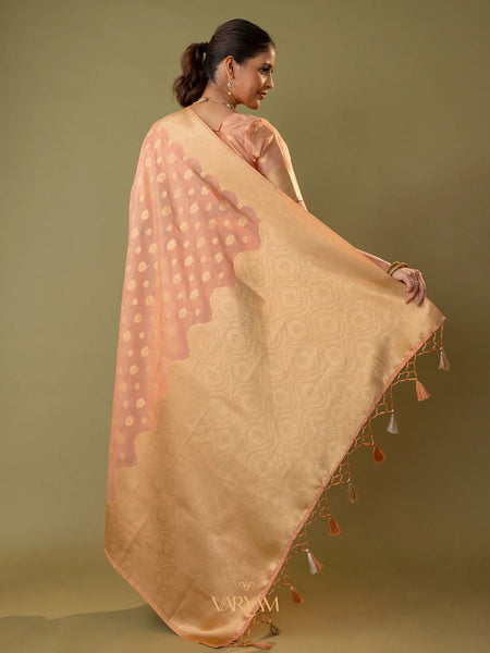 Fendi Rose Peach Silk Saree