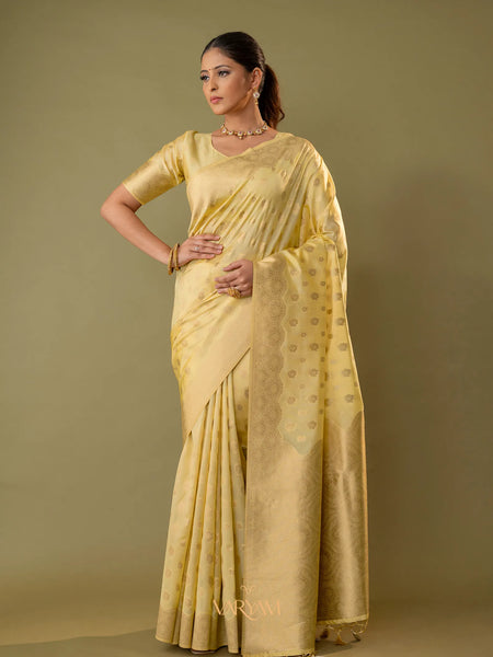 Fendi Yellow Silk Saree