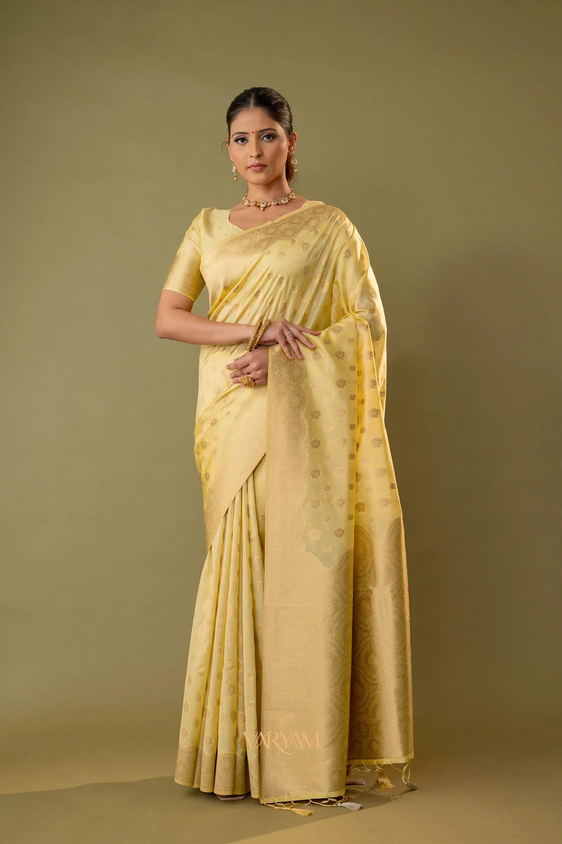 Fendi Yellow Silk Saree