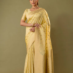 Fendi Yellow Silk Saree