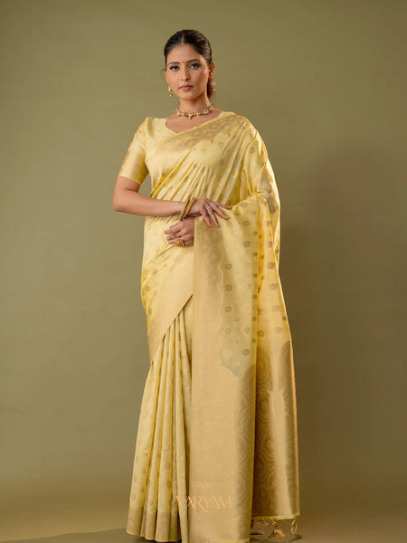 Fendi Yellow Silk Saree