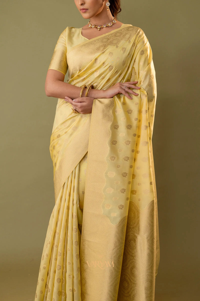 Fendi Yellow Silk Saree