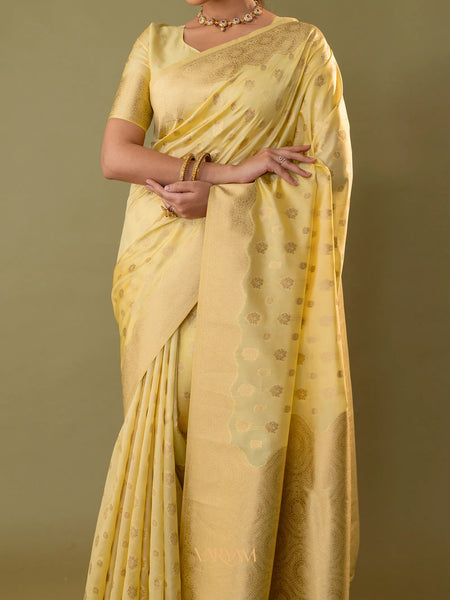 Fendi Yellow Silk Saree