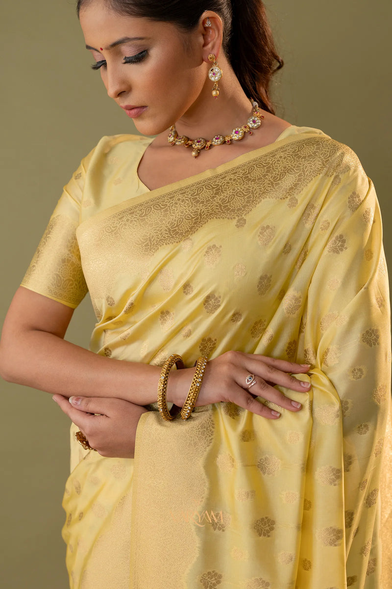 Fendi Yellow Silk Saree