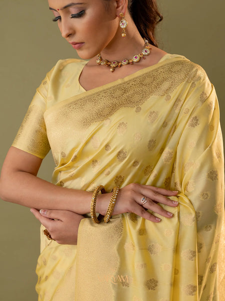 Fendi Yellow Silk Saree
