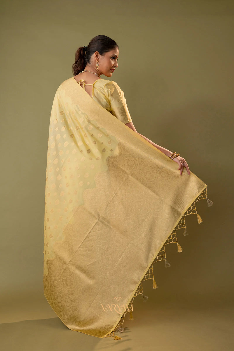 Fendi Yellow Silk Saree