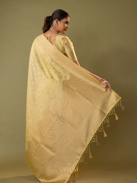 Fendi Yellow Silk Saree