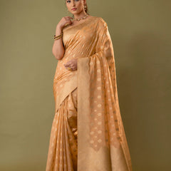 Fendi Orange Gold Silk Saree