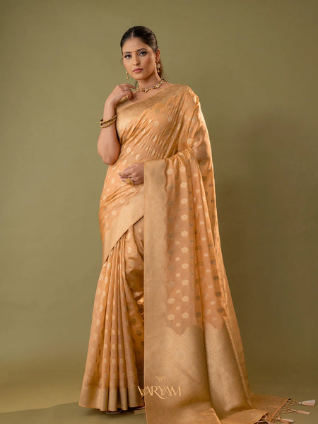 Fendi Orange Gold Silk Saree