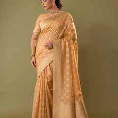 Fendi Orange Gold Silk Saree
