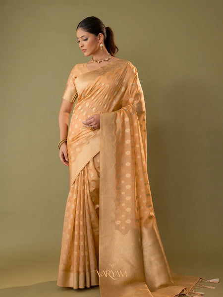 Fendi Orange Gold Silk Saree