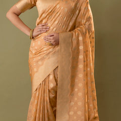 Fendi Orange Gold Silk Saree