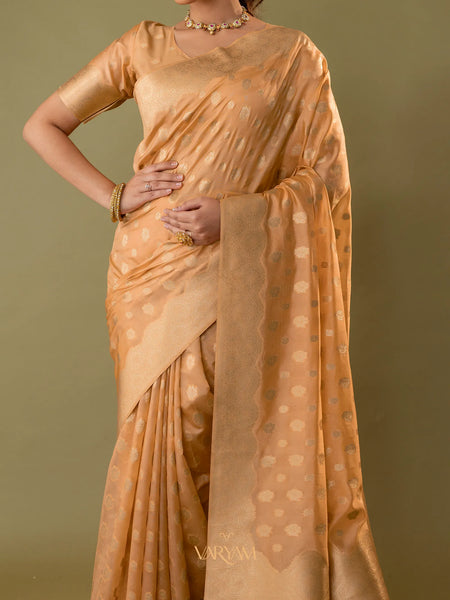 Fendi Orange Gold Silk Saree