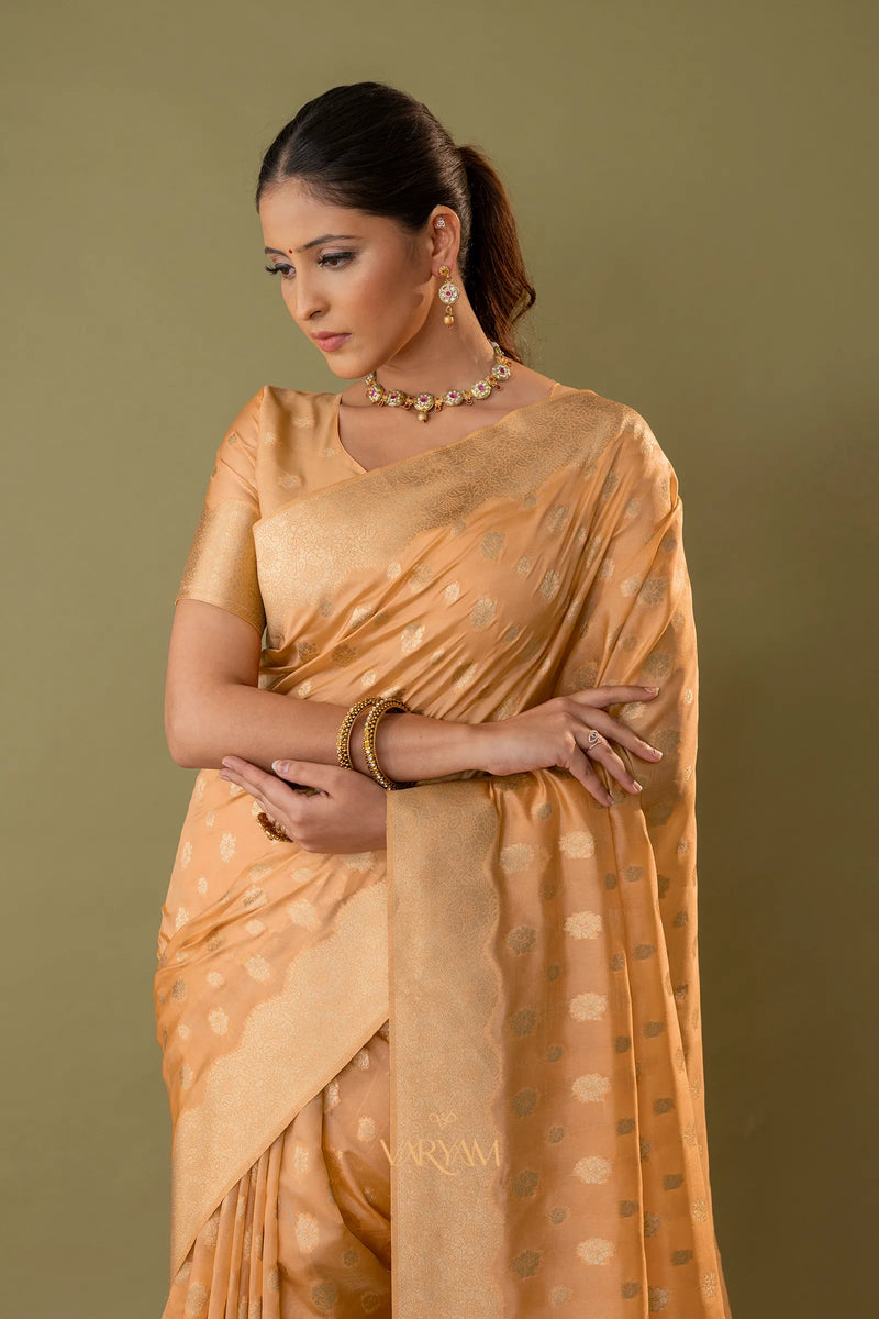Fendi Orange Gold Silk Saree