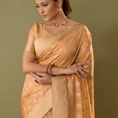 Fendi Orange Gold Silk Saree
